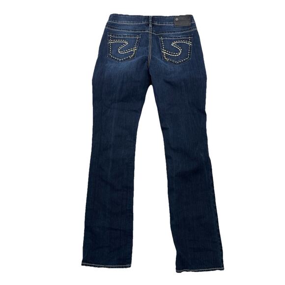 Silver Jeans Women Size 28 Blue Aiko Mid Slim Boot Dark Wash 33" Inseam 64-25 - Picture 1 of 10